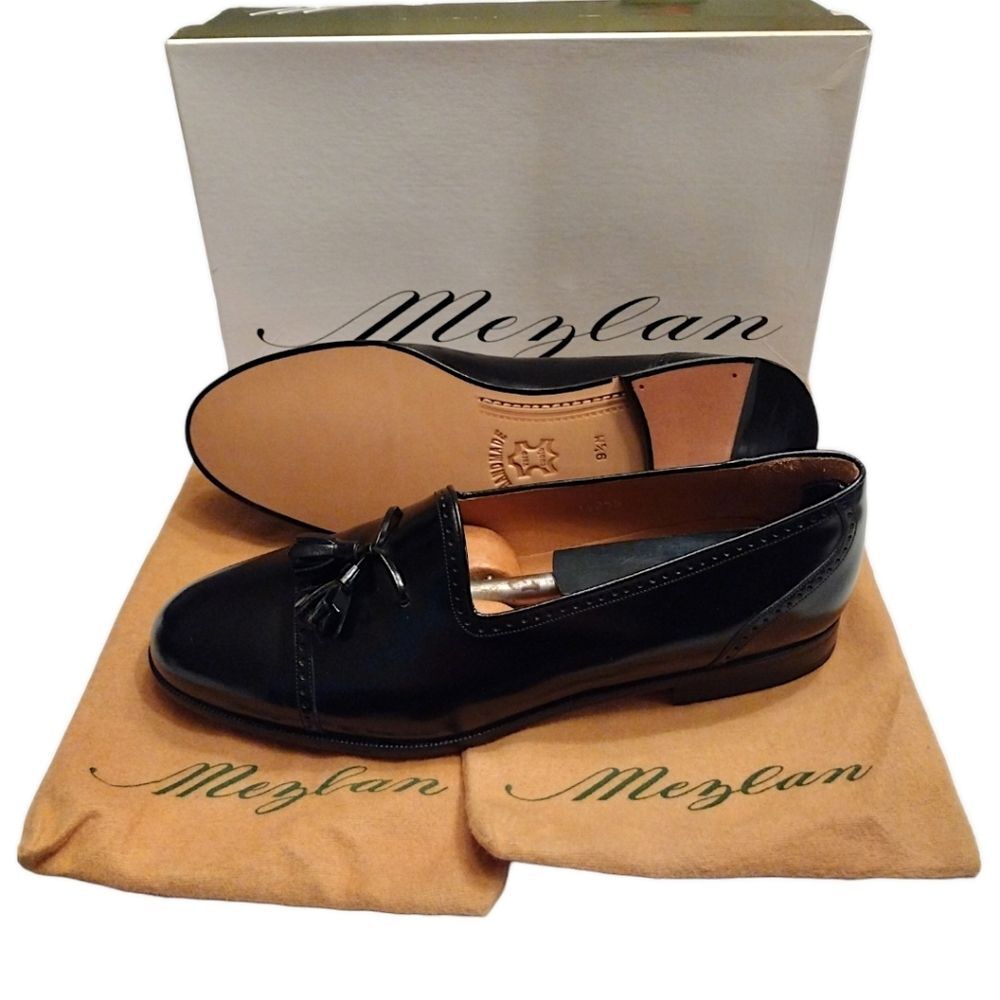 VTG Mezlan Tassel Loafers, Size 9.5 M, Black NWT 80s / 90s Dust bags and Box